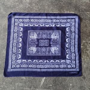 Vintage 60s Schneierson Fast Color Bandana Blue Paisley Handkerchief Motif